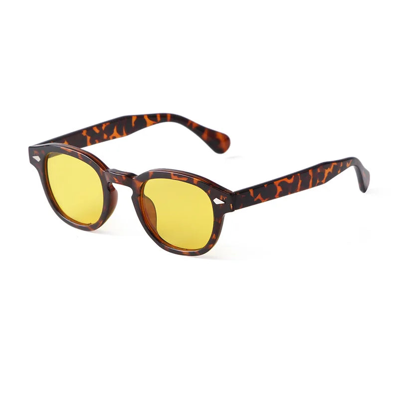 Vintage Fashion Shell Round Sunglasses Women Men 2024 Brand Design Retro Rivet Yellow Blue Lens Square Sun Glasses Female UV400