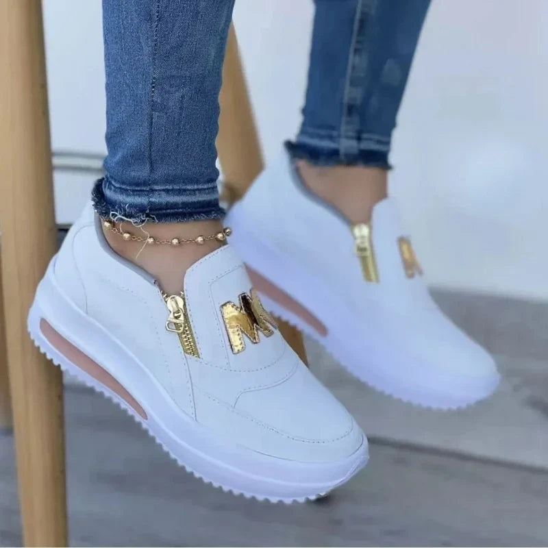 Women's Sneakers Platform Shoes Side Zipper M Printed Women Vulcanized Shoes Lightweight Casual Shoe Plus Size 43 Women Shoes