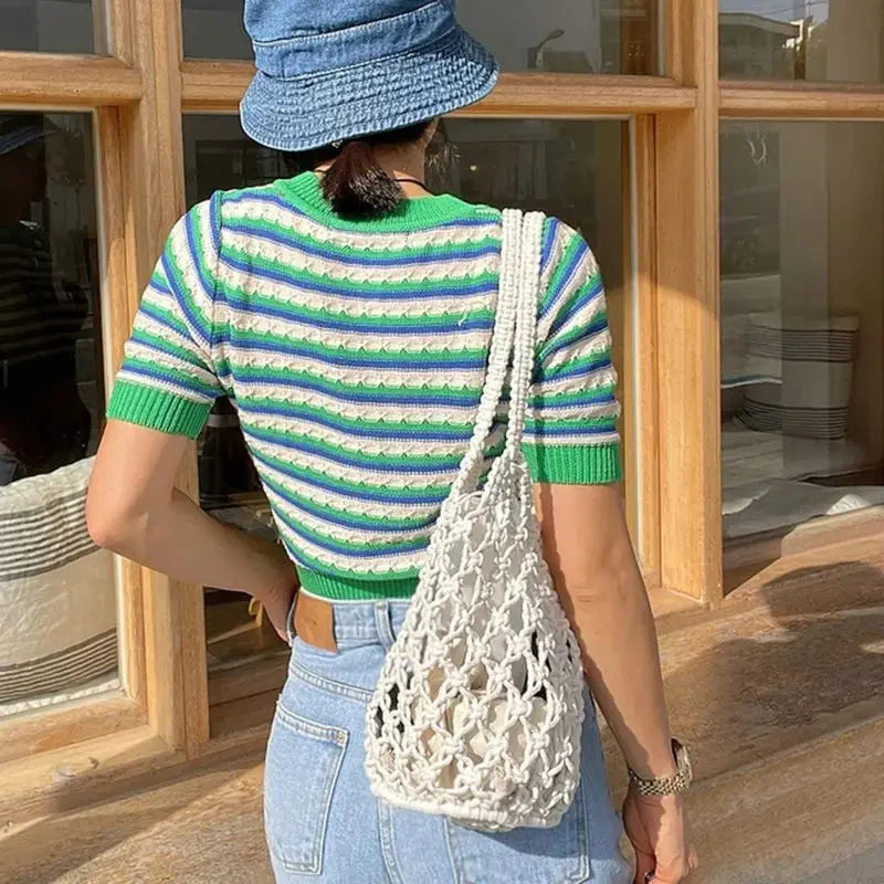 Accessories Sexikinis Swim Mesh Rope Bag Women's Everyday Shoulder Bucket Bag - Stylish & Lightweight