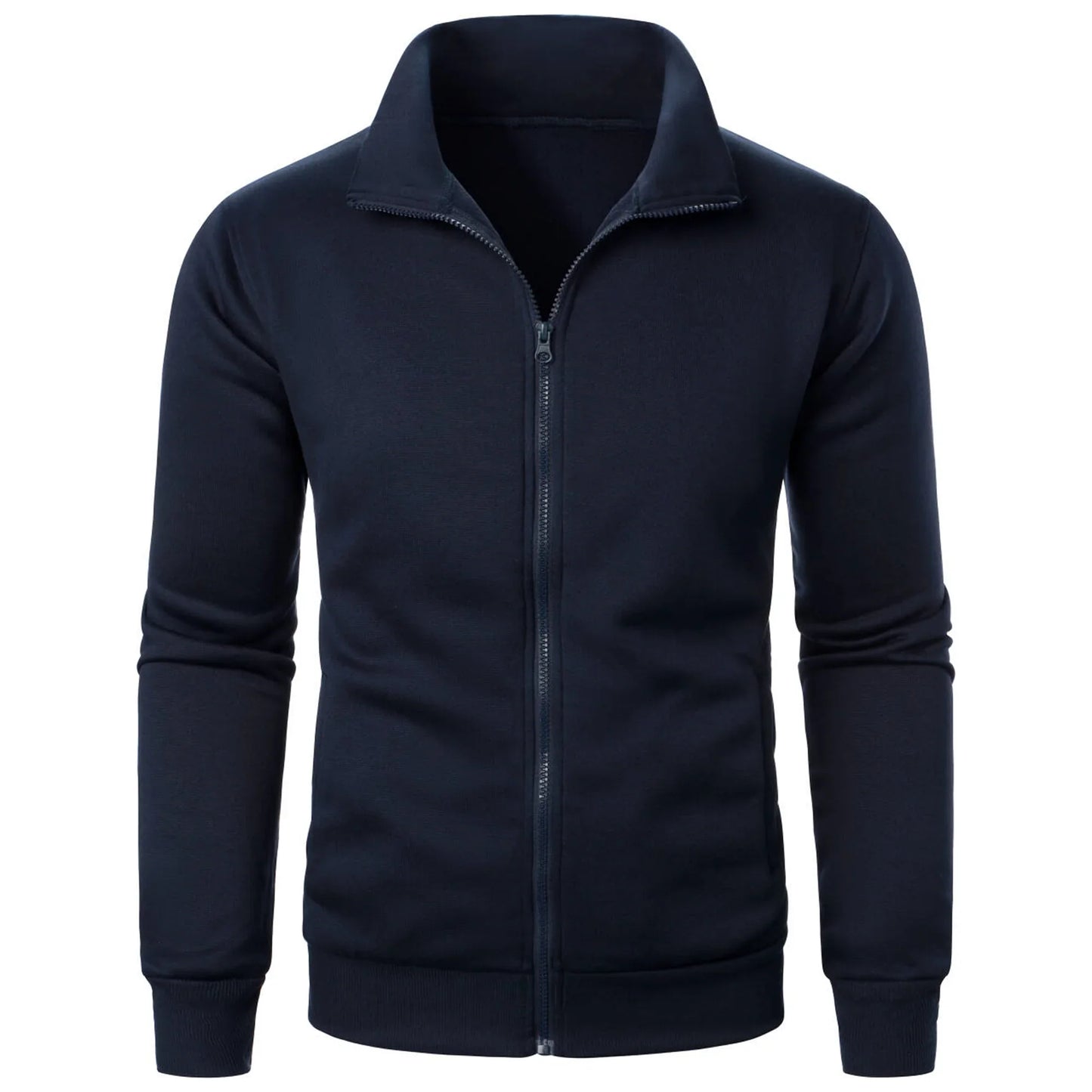 Men's casual sports zipper stand up collar jacket, men's solid color top