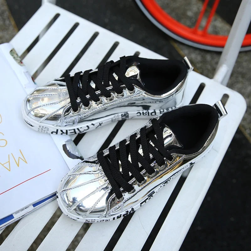 HotSale Gold Silver Sneakers Men Hip Hop Casual Unisex Shoes Tennis Luxury Running Shoes Clunky Sneakers Bigsize Streetwear Male