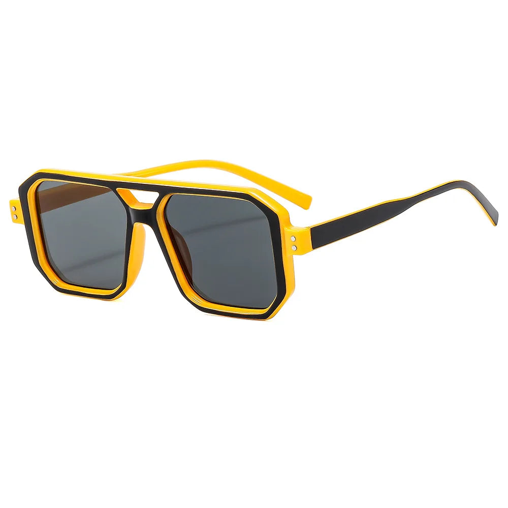 Vintage Double Bridge Square Sunglasses Women Men Luxury Outdoors Shades Sun Glasses Female Pilot Eyewear UV400