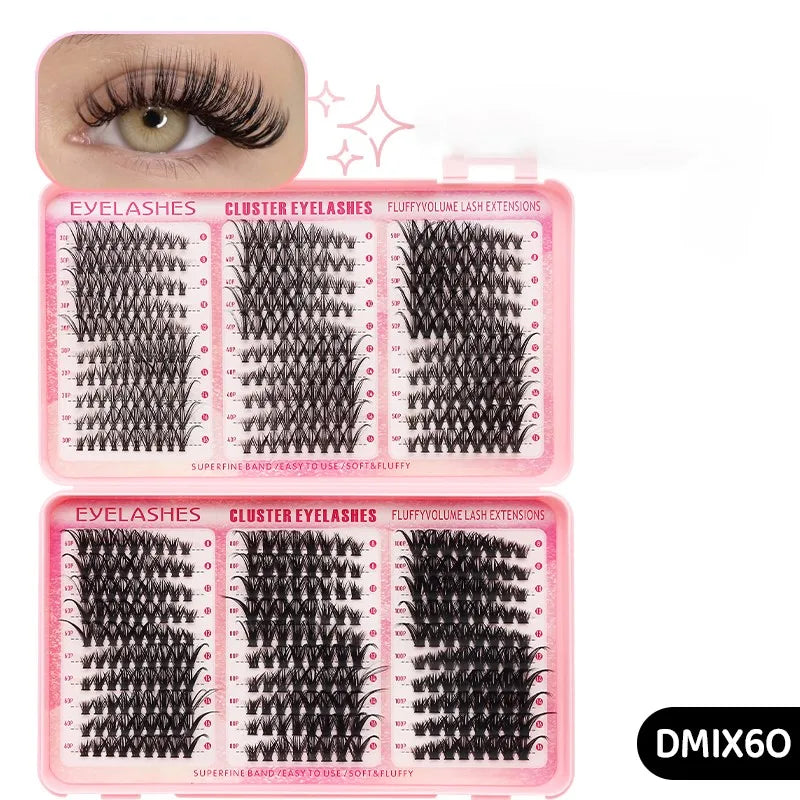 DINGSEN Eyelash Clusters Book Large Capacity Volume Individual Lashes Book Natural Long DIY Cluster Eyelash Extensions Makeup