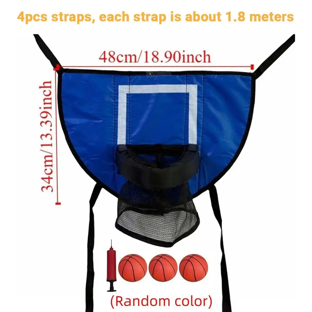 Foldable Trampoline Basketball Hoop Kit Safety Multipurpose Basketball Training with Pump and Ball Fun Mini Basketball Hoop