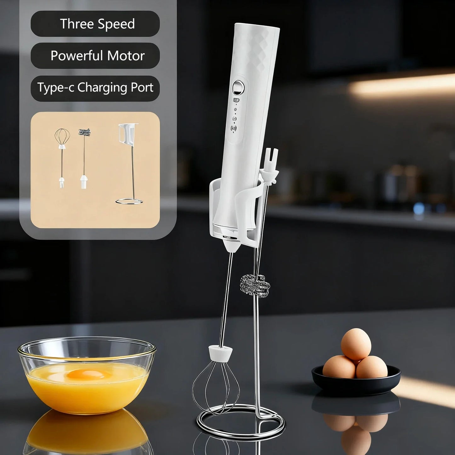 Milk Frother Wand Coffee Frother Handheld Foam Maker For Latte Rechargeable Electric Milk Frother Handheld Drink Mixer Gift Idea