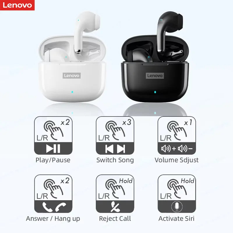 Lenovo LP40 Pro TWS Bluetooth 5.4 Wireless Headphones HiFi Stereo Earphones Gaming Sports Touch Control HD Call With Mic Earbuds