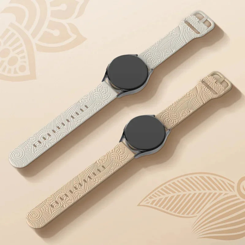 TicWatch Pro 3, E3 & GTH Engraved Mandala Silicone Band