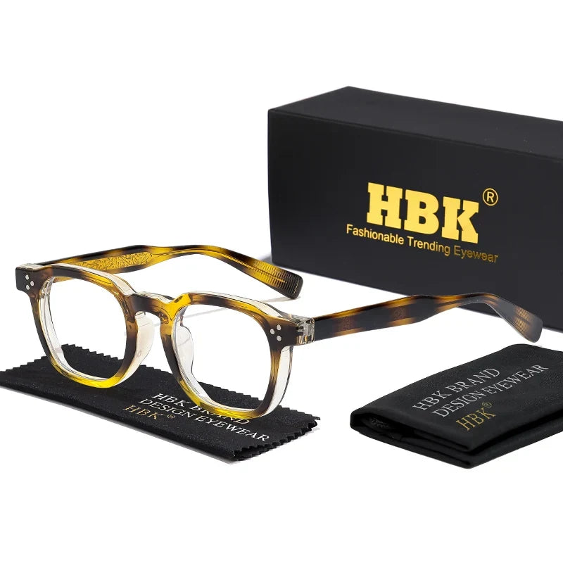 HBK  Square Flat Light Glasses for Men Women Retro TR Frame Eyeglass High-Quality Eyewear Minimalist Match Ideal Gifts