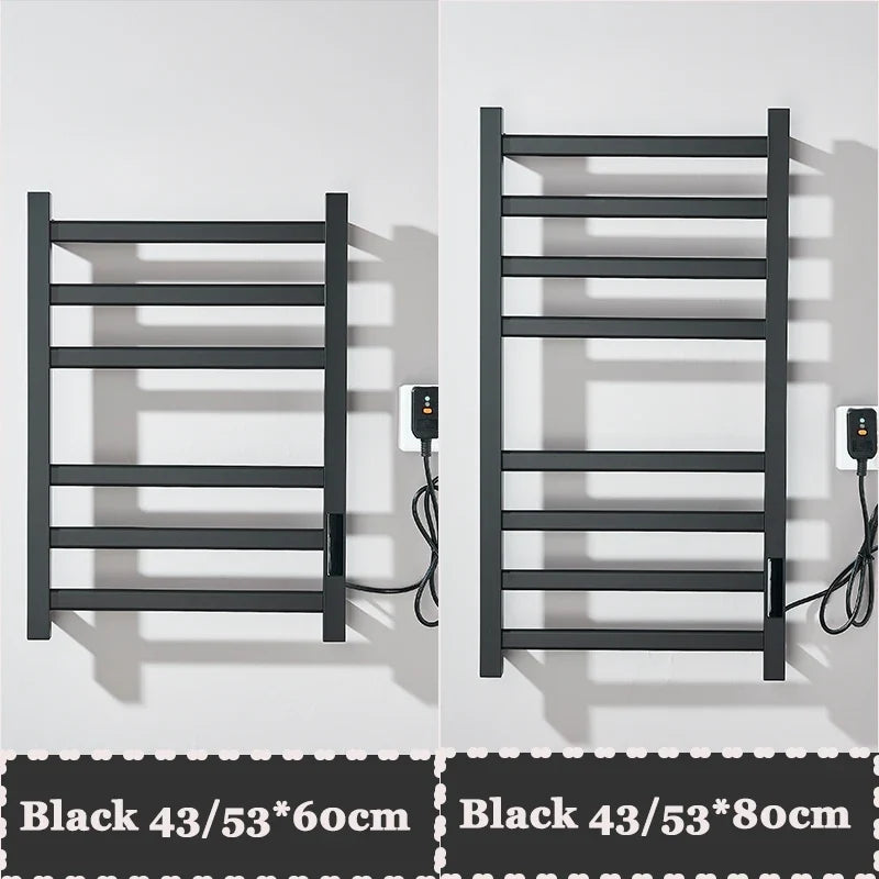 Black/White Electric Towel Rack With Digital Display Touch Temperature&Time Control Smart Heated Towel Rail Towel Warmer