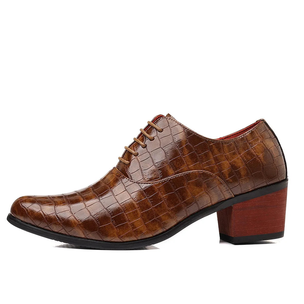 Luxury Red Men’s Dress Shoes Elegant High-Heeled Leather Shoes For Men Pointed-toe Comfortable Formal Shoes Man Oxfords Shoes