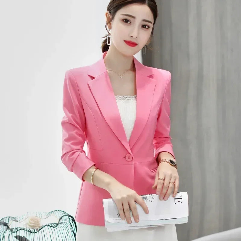 Royal Blue Suit Jacket Women's Stylish Slim Coat New Fall Women Blazer Pink, Red, White, Black Girl Tops Reefer Jackets