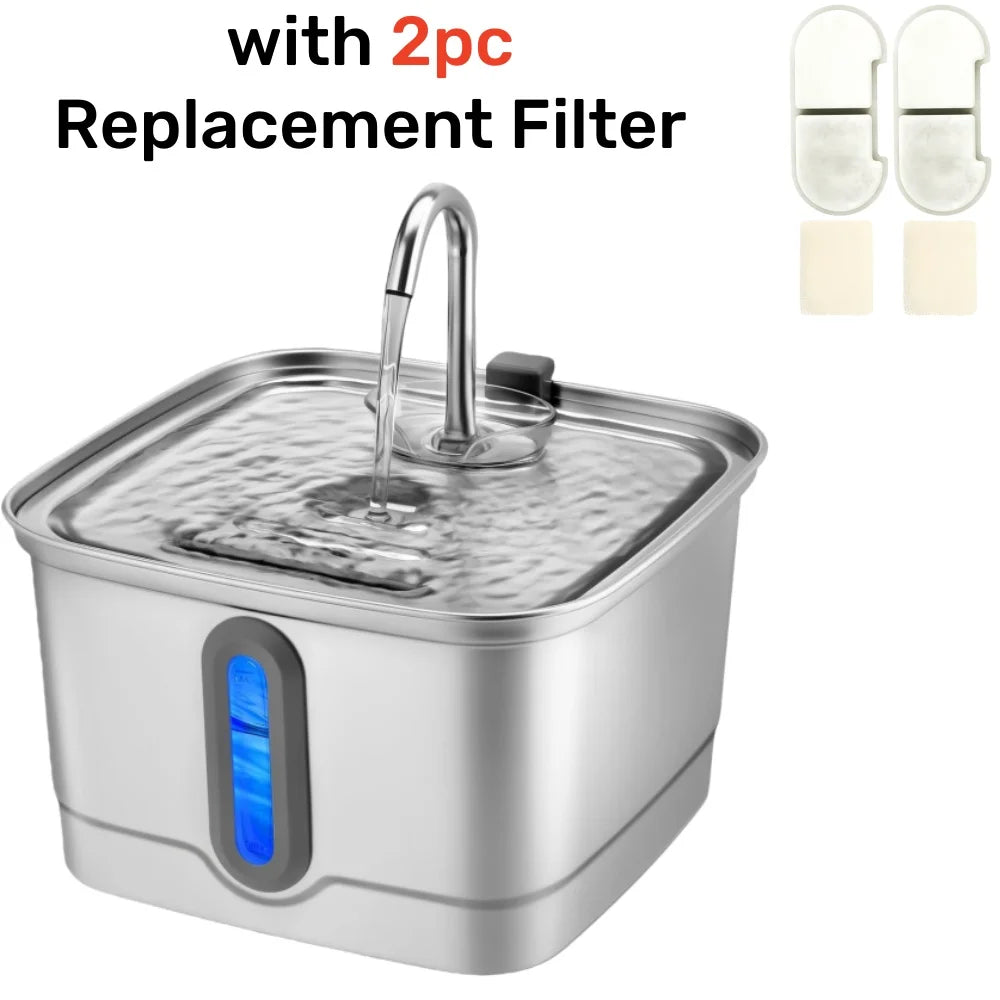 101oz/3l Stainless Steel Cat Water Fountain Automatic Pet Water