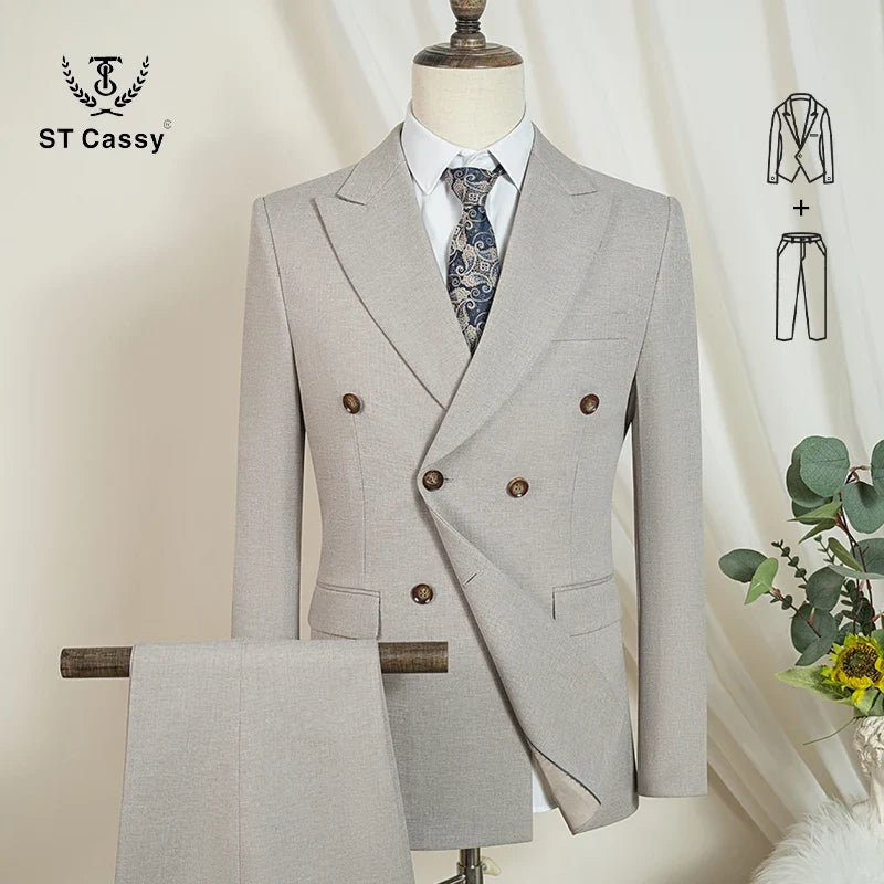 ST Cassy High Quality Elegant Man Suit 2 Piece Set Party Outfit Modern Wedding Dinner Suit for Men Stylish Business Office Suit