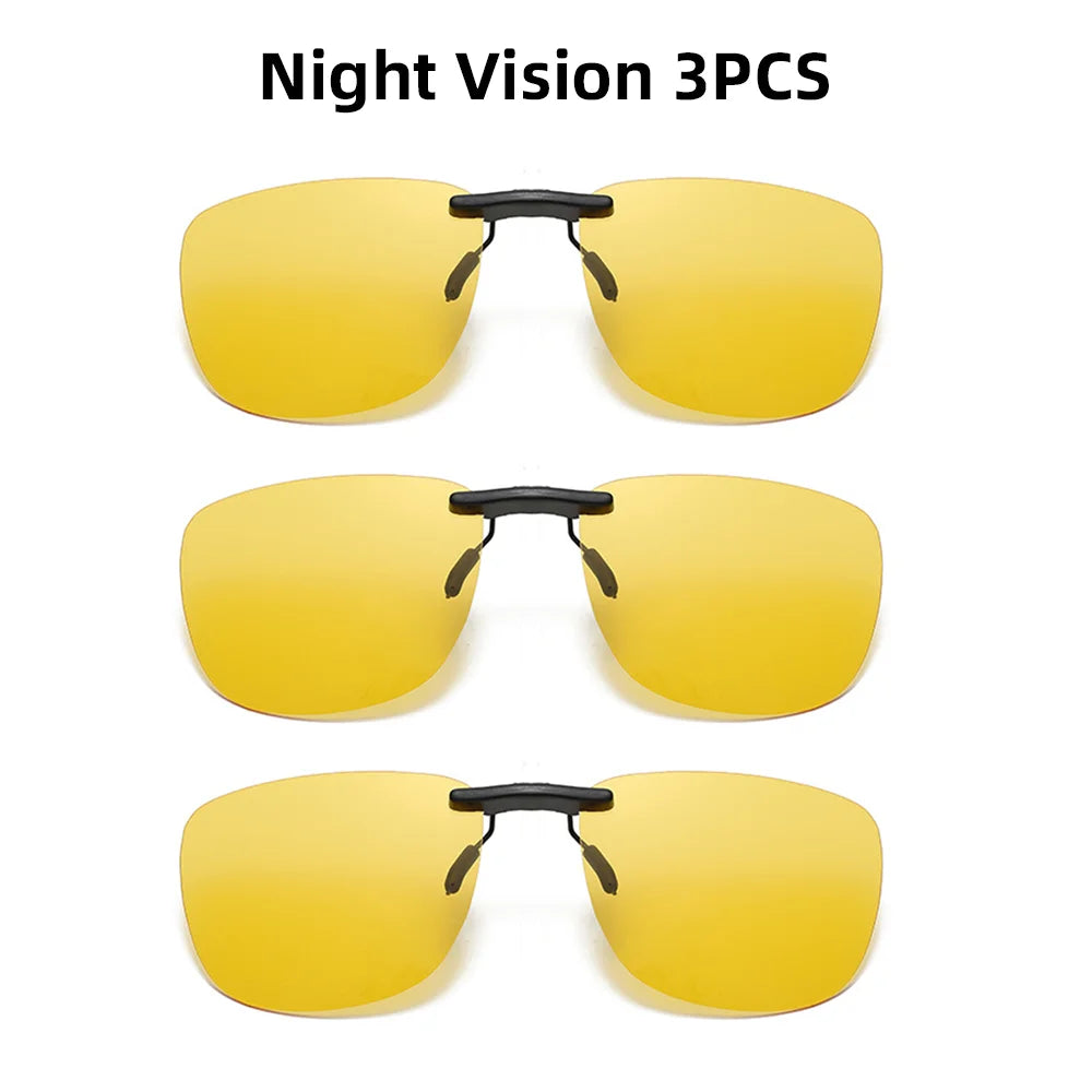 VIVIBEE Driving Clip On Sunglasses Unisex Eyeglasses Men Polarized Women Night Vision Fishing UV400 Outdoor Sun Glasses