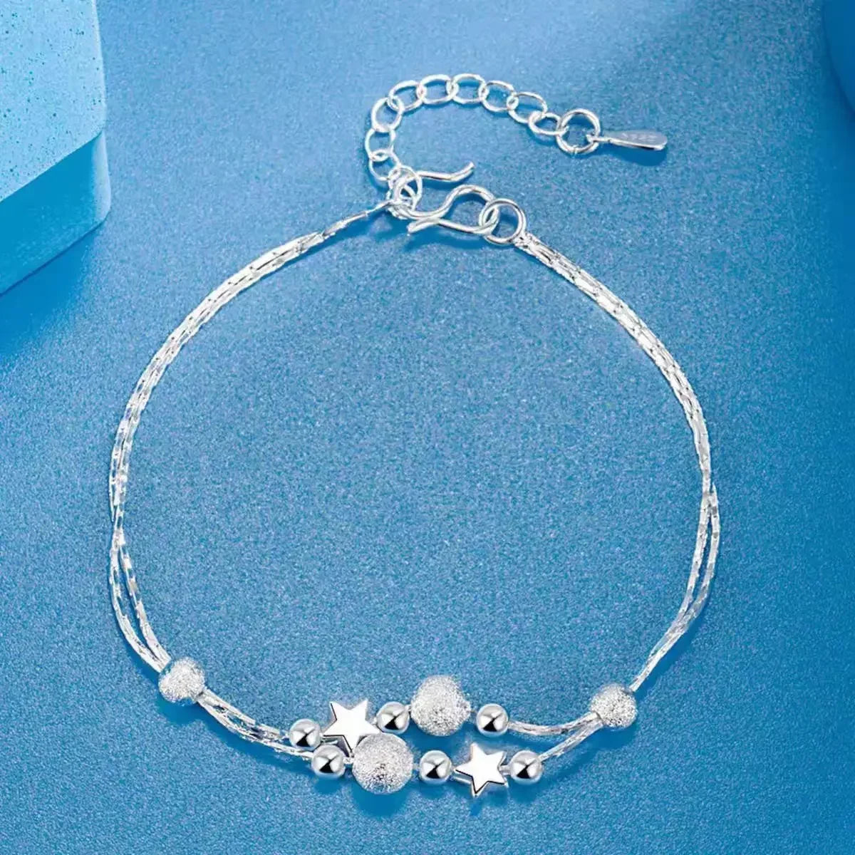 925 Silver Plated Cubic Zirconia Four Leaf Clover Bracelet for Women