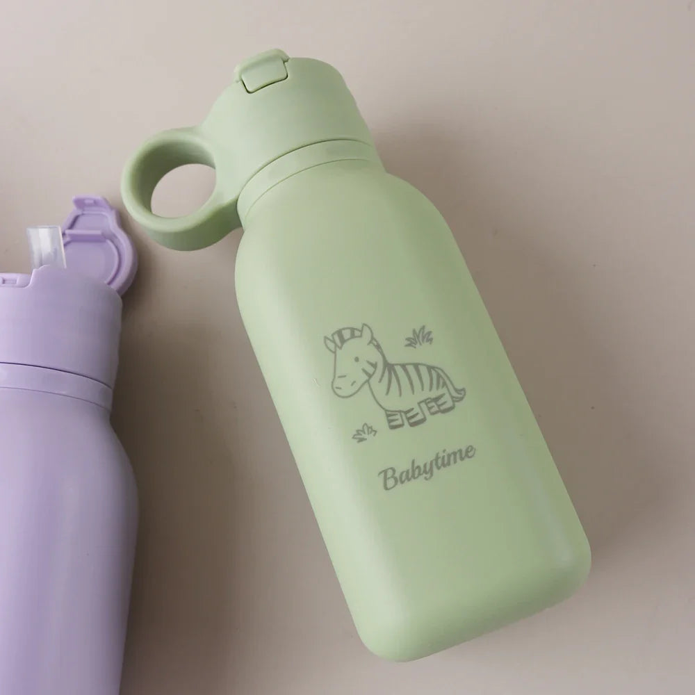 450ml Custom Name Silicone Straw Cup, Personalized Cartoon Pattern