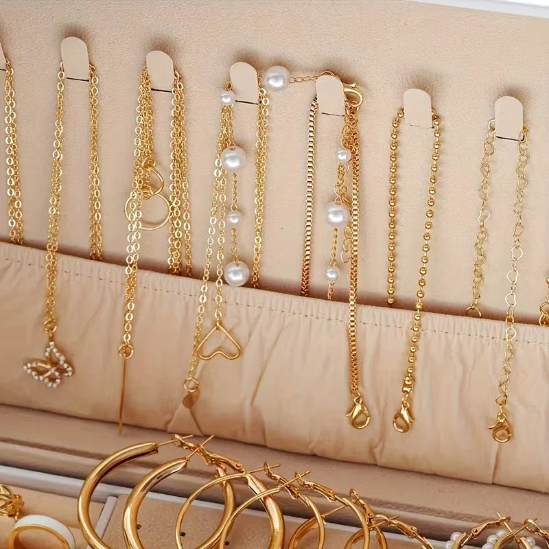 86 Pcs Fashion Jewelry Set for Women Pearl Alloy Earrings Necklaces