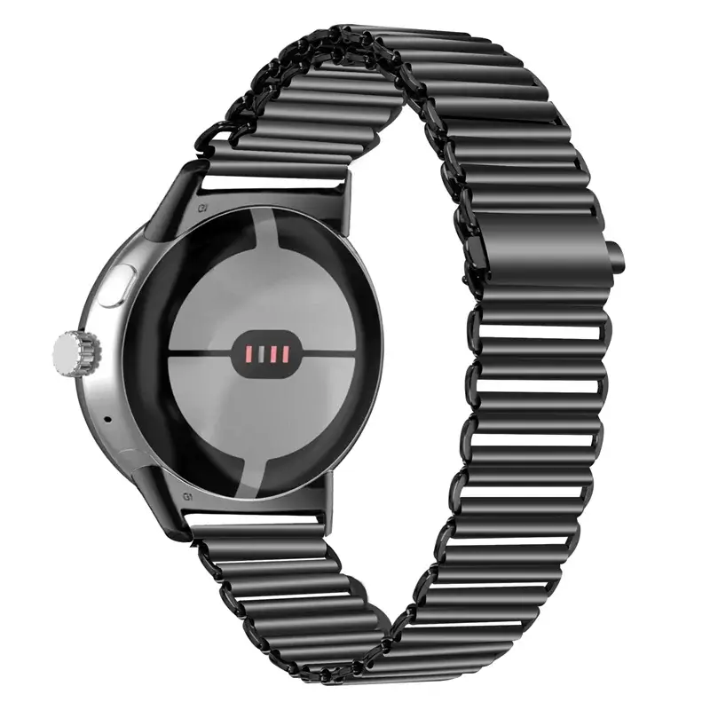Google Pixel Watch 5, 4 & 3 41mm Ribbed Stainless Steel Link Band