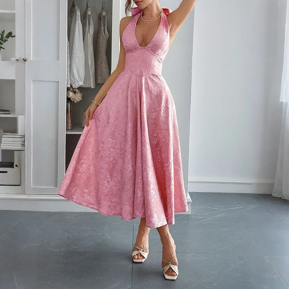 White Jacquard Backless Bow Evening Party Dress Women Robes Backless Elegant Sexy Dress Bodycon Long Summer Dress Vestidos