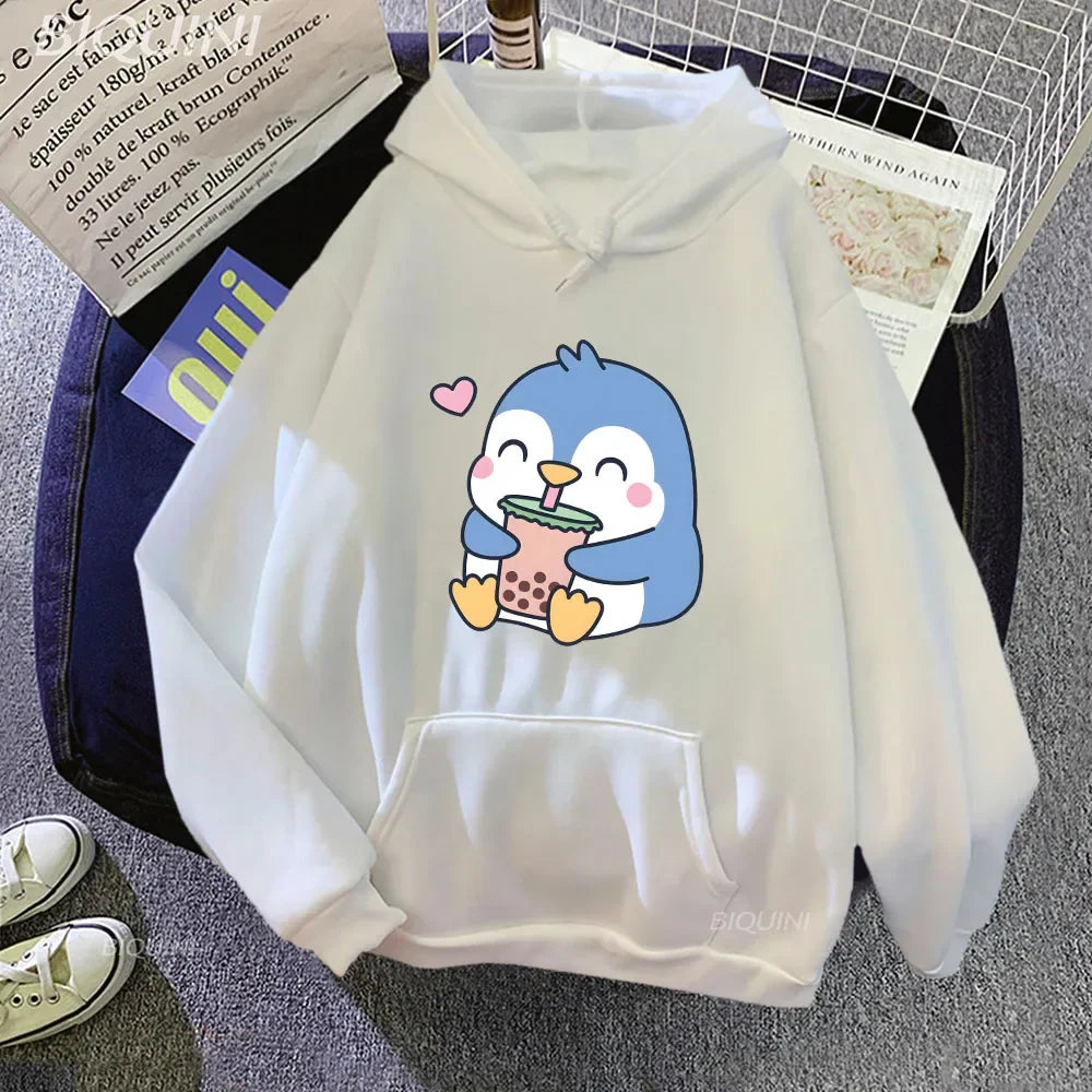Sudadera con capucha de pingüino que ama el té de Boba