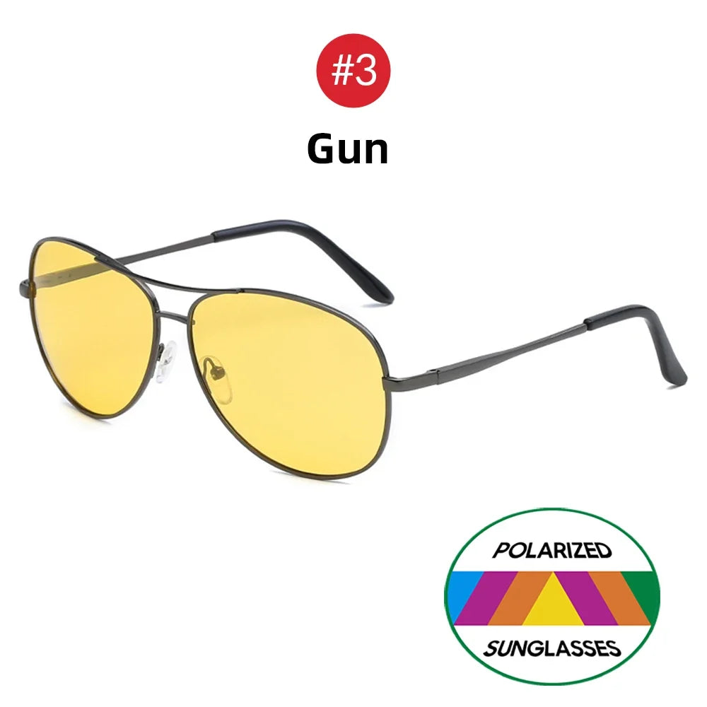 VIVIBEE Pilot Night Vision Glasses for Driving Nocturna Yellow Polarized UV400 Lens Aviation Goggles Men Nightvision Sunglasses