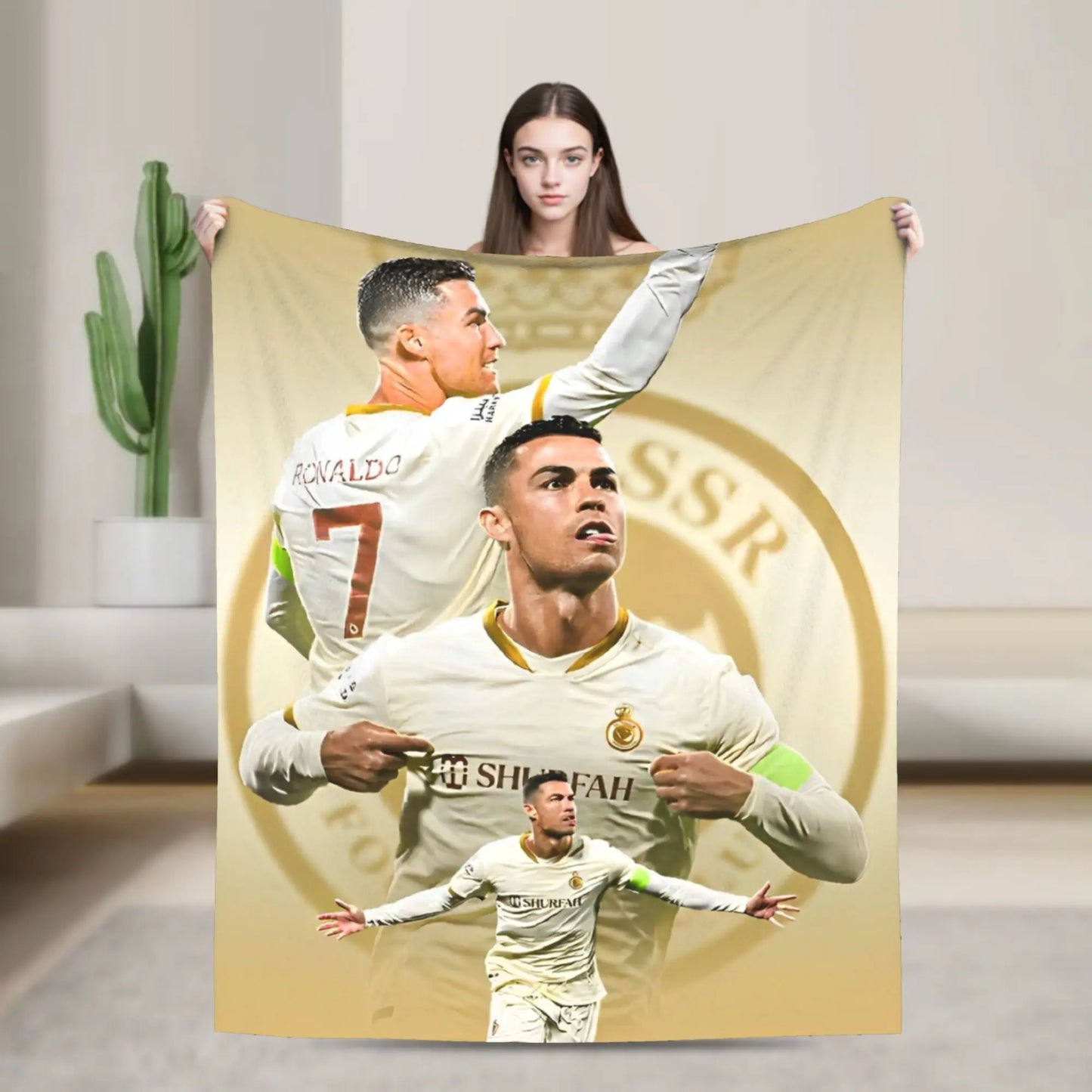 CR7  Football Soccer Blanket Ronaldos Flannel Funny Warm Throw Blanket for Bedding Lounge Decoration