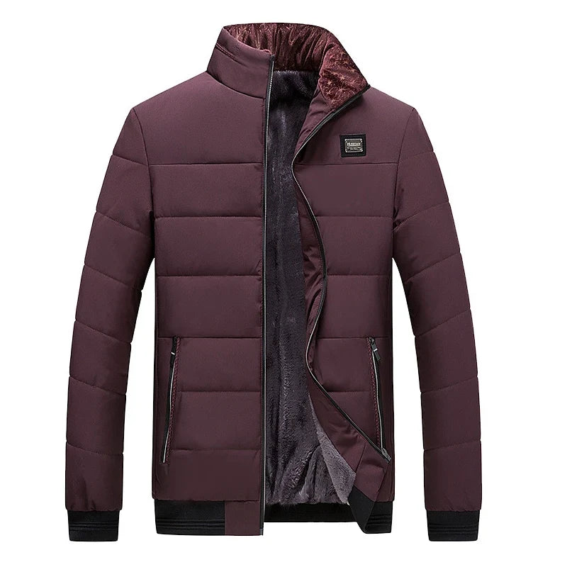 Puffer Jacket Mens Fleece Lined Thick Parkas Stand Collar Jacket Men's Coat Winter Warm Thick Coat Quilted Padded Jacket Outwear