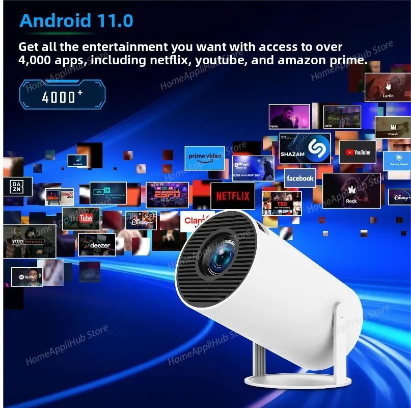 HY300 Home Projector 4K Portable LCD Ultra HD Wall Projection Wireless Screen Mirroring Android 1080P