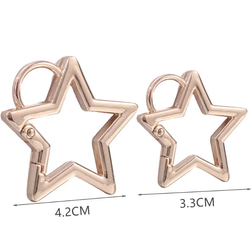 Hollow Star Shaped Spring Clasp Metal Carabiner Keychain Bag Clip Hook Dog Chain Buckle Connector DIY Jewelry Making Accessories