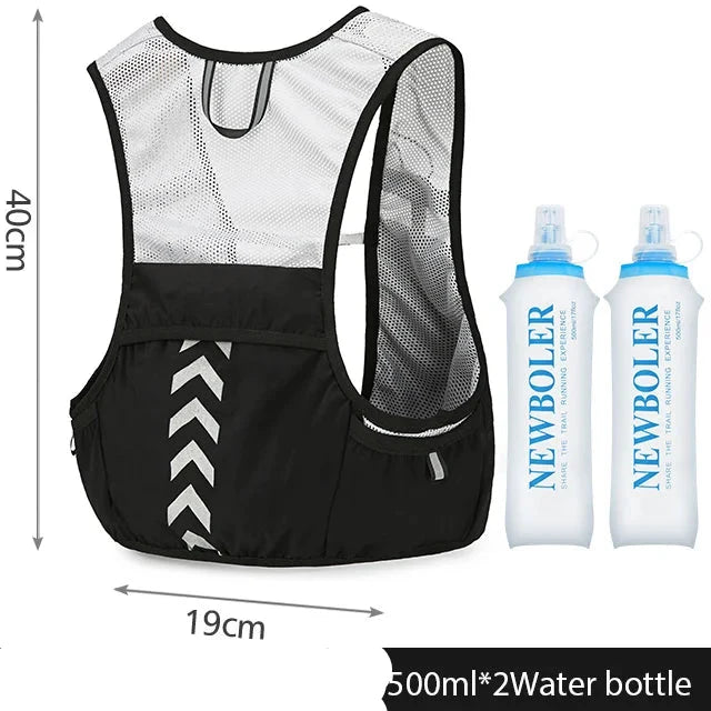 Running Hydration Backpack: 5L with 2L Water Bladder & 500ml Bottle