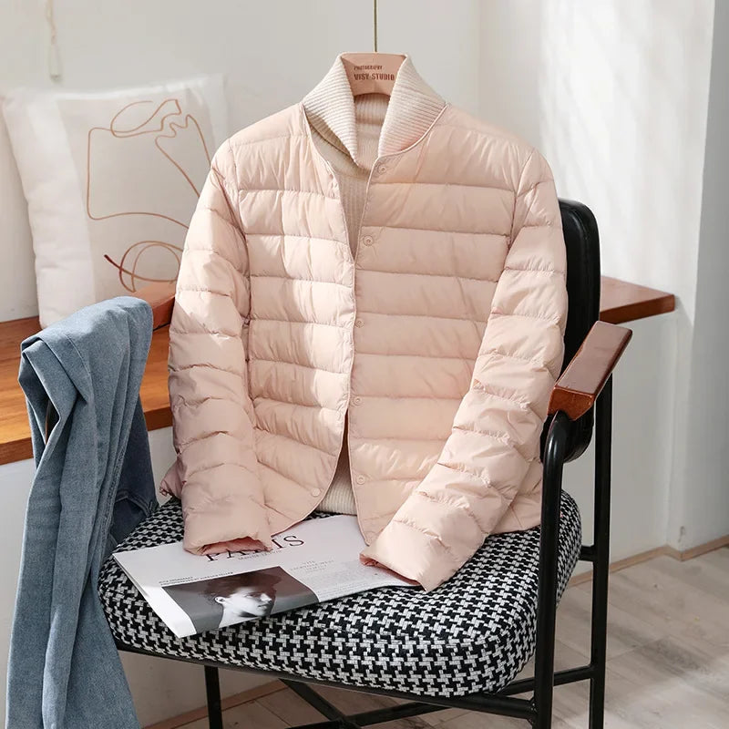 2026 New Arrivals Autumn Winter Warm Women White Duck Down Slim Jackets Female Fashion Ultra Lightweight Packable Puffer Coats