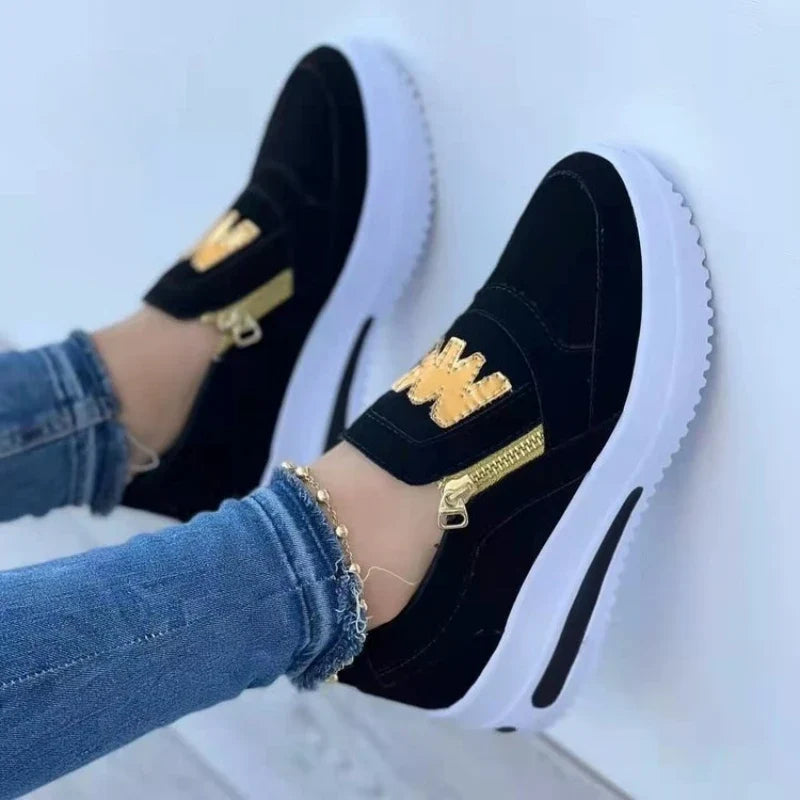 Women's Sneakers Platform Shoes Side Zipper M Printed Women Vulcanized Shoes Lightweight Casual Shoe Plus Size 43 Women Shoes