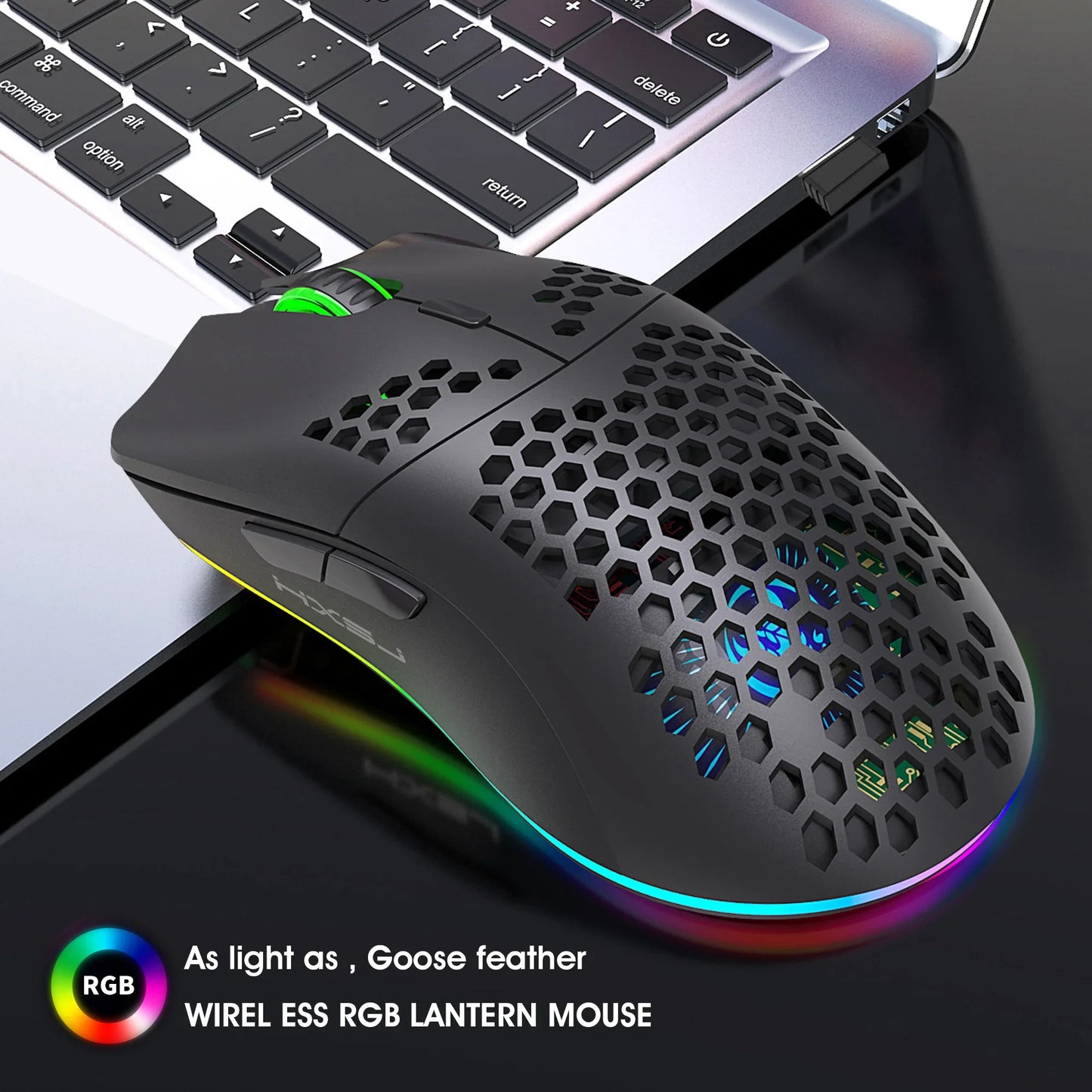 HXSJ 60% Wireless Gaming Keyboard and Mouse Combo,LED Backlit Rechargeable 2000mAh Battery,Mini Mechanical Feel Anti-ghosti