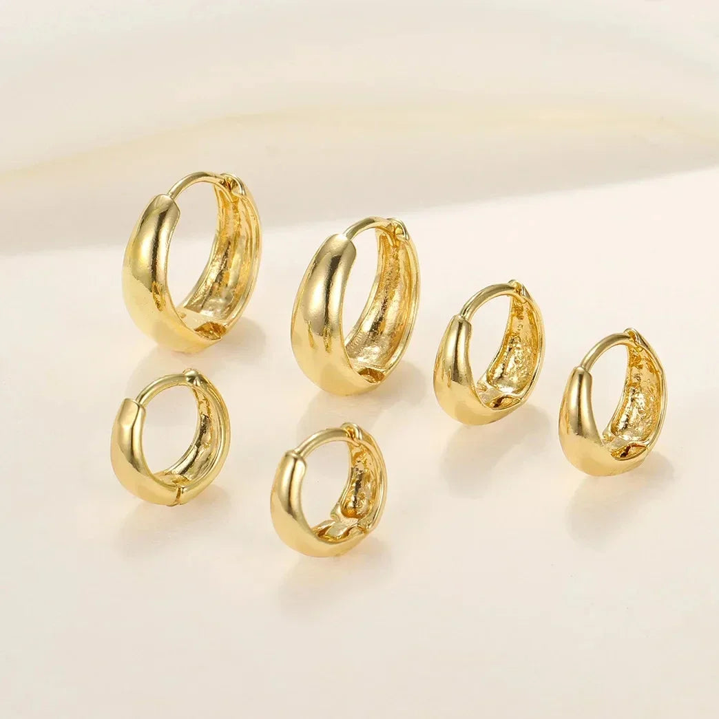 6pcs/set Stainless Steel Crystal Zirconia Hoop Earring for Women Metal