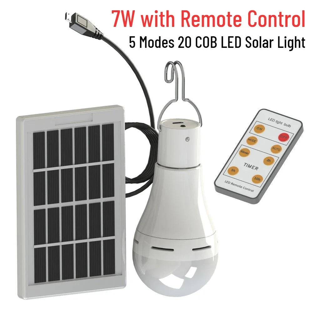 5 Modes 20 COB LED Solar Light Bulb Portable hang lamp USB Rechargeable Energy Bulb Lamp for Outdoor Camping Solar Tent Lamp