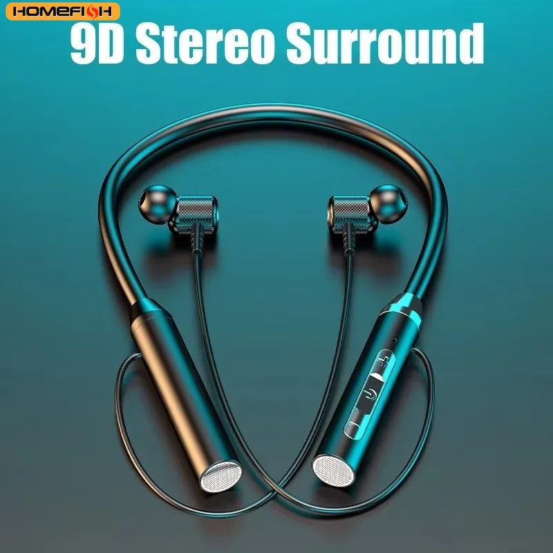 9D Bluetooth Earphones Wireless Headphones Magnetic Sport Neckband