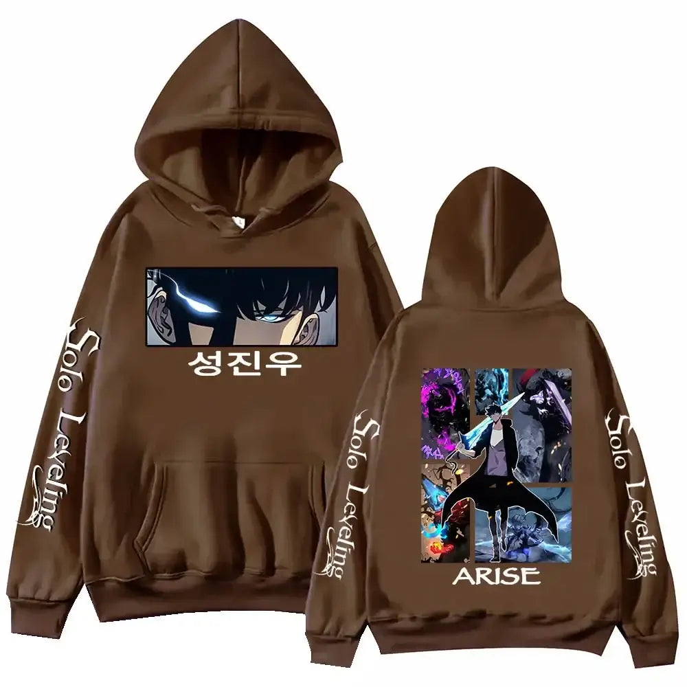 Sudadera con capucha de Solo Leveling, estampado de anime Harajuku