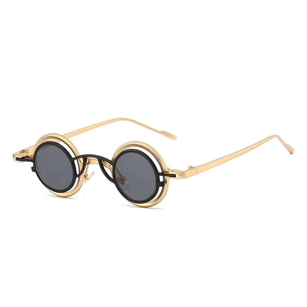 New Retro Round Two In One Pure Titanium Women Sunglasses Y2K Personality Steampunk Style High Quality Men Gafas De Sol UV400