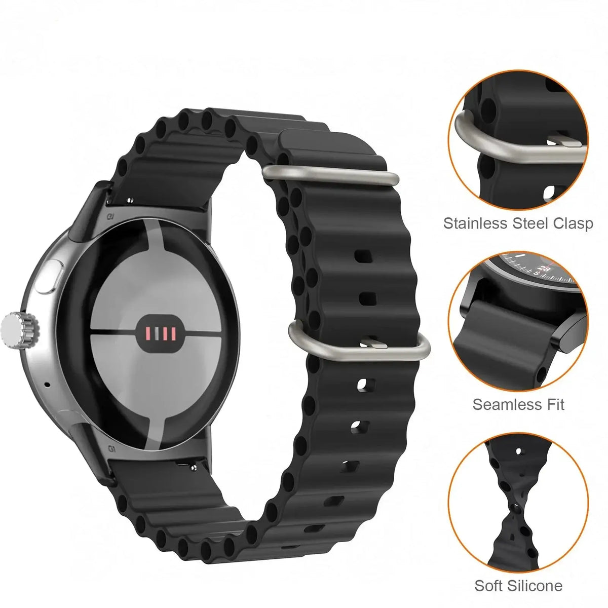 Google Pixel Silicone Strap - Comfortable, Waterproof Design