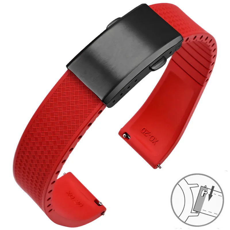 Samsung Galaxy Watch 7, 6, 5, 4 & FE FKM Rubber Band with Folding Clasp