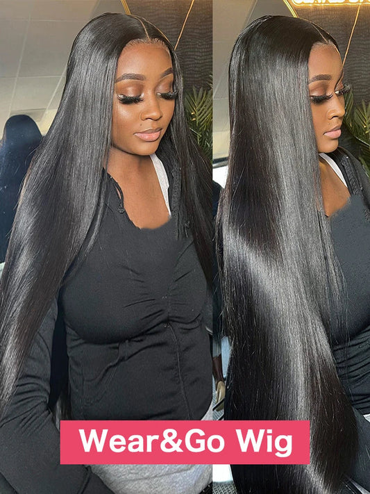 Pelucas de cabello humano sin pegamento pre-arrancado, listas para usar, lisas como un hueso brasileño, peluca de cabello humano con encaje frontal HD de 13x4 para mujeres