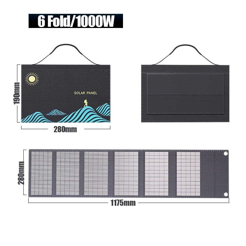 1000w Solar Panel Portable Folding Bag Usb+dc Output Solar Charger