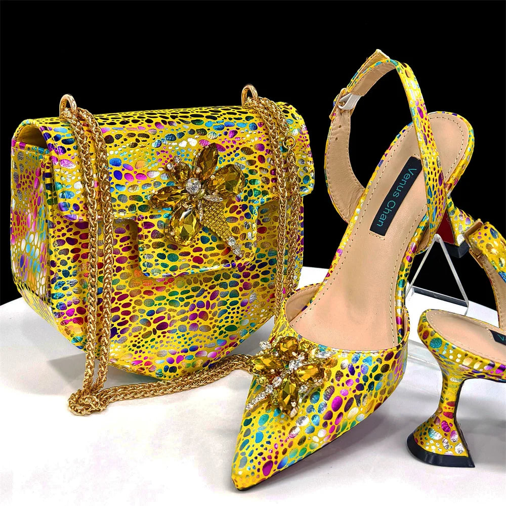 Conjuntos de zapatos y bolso fucsia italianos HDF1-7