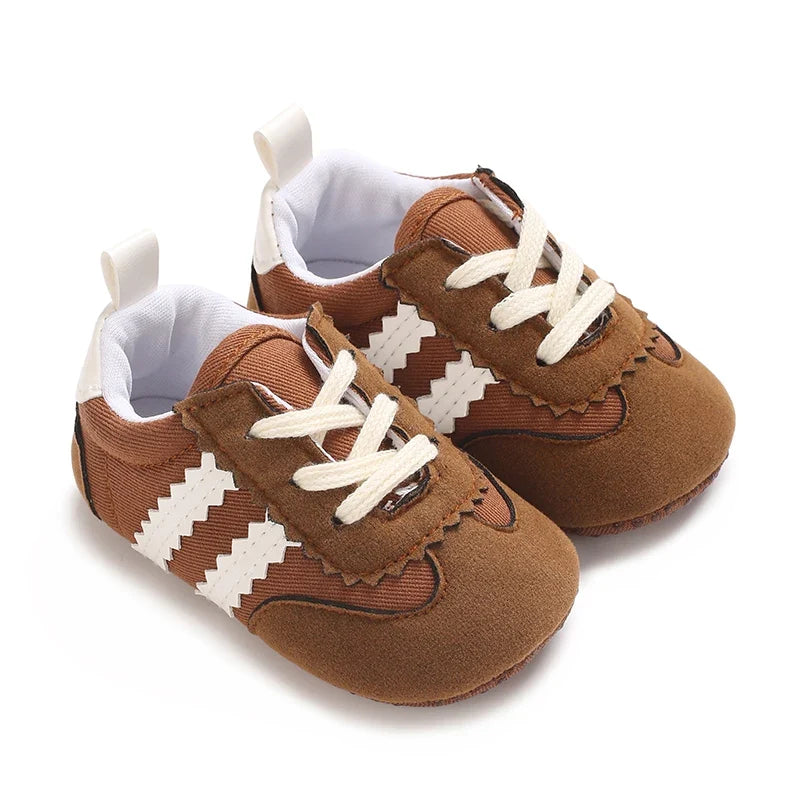 Infant Pre-Walker Shoes Baby Shoes 0-1Year Striped Casual Sports Shoes Rubber Sole for Boys Girls Spring Autumn