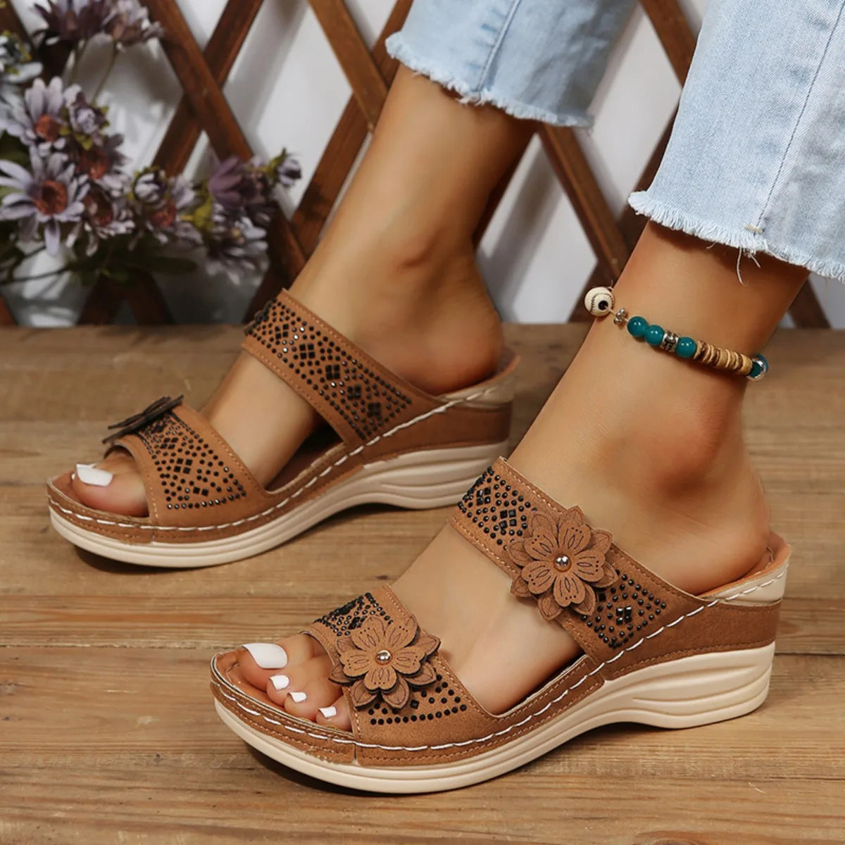 New Fashion Summer Women Wedge Sandals Premium Orthopedic Open Toe Sandals Vintage Anti-slip Leather Casual Female Retro Shoes