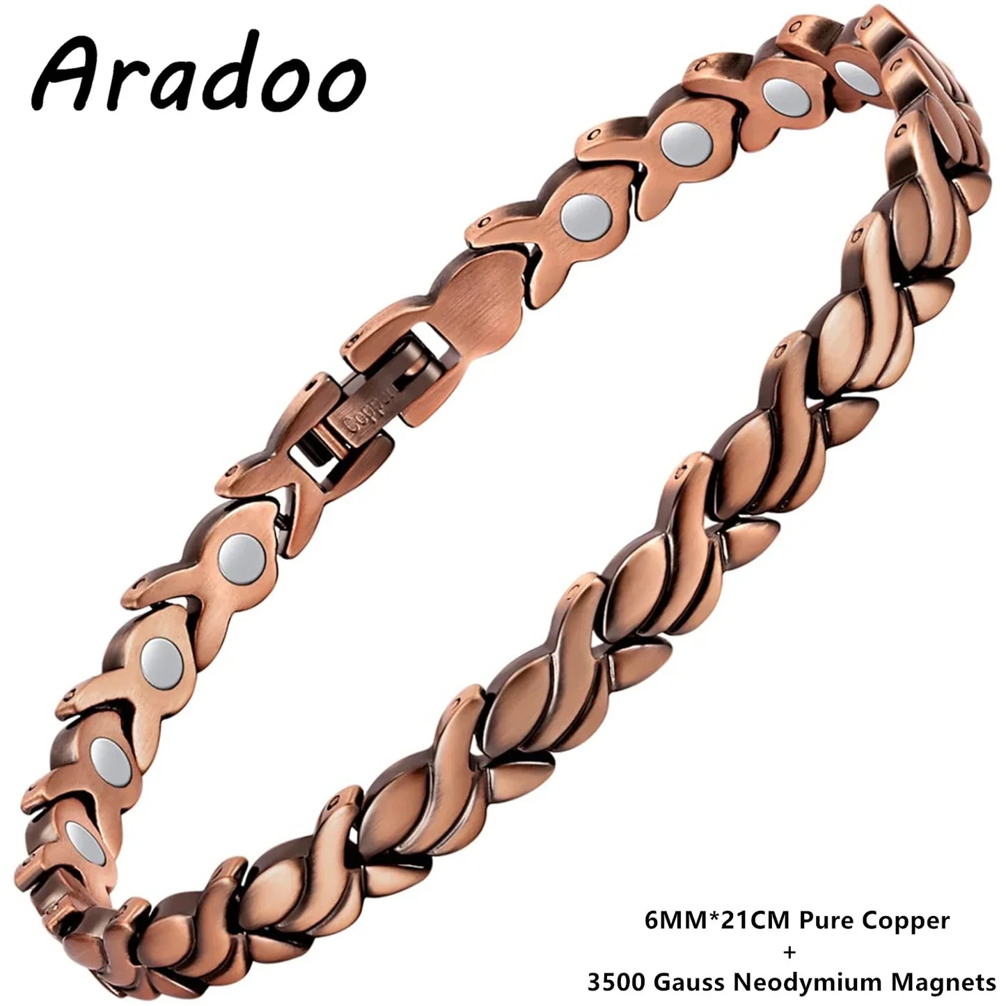 ARADOOPure Copper Bracelet for Women 99.99% Magnetic Therapy Jewelry, Vintage Style Gift for Her