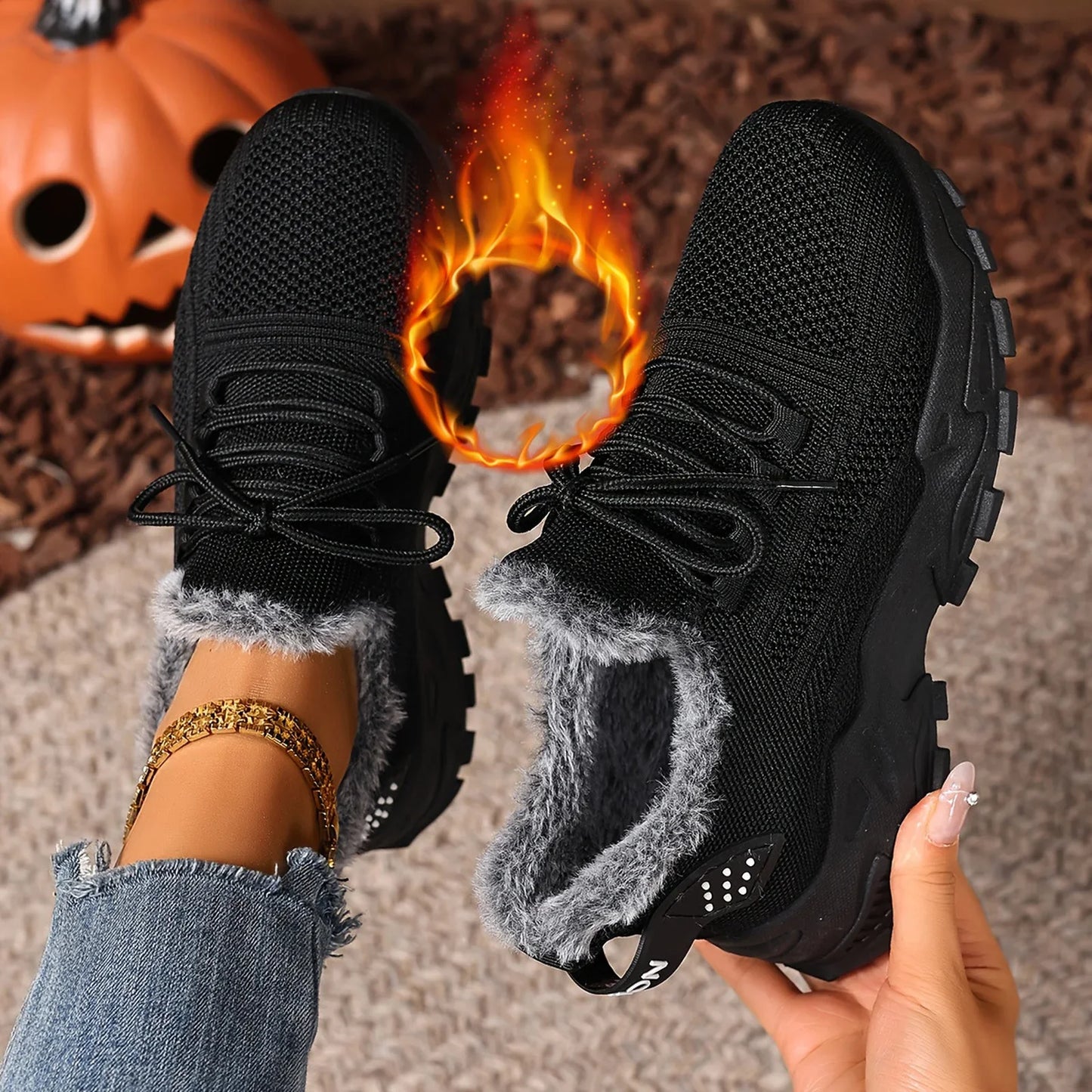 Women's Winter Warm Sports Shoes Non Slip Soles Suitable for Cold Weather Outdoor Walking Sports Shoes Ladies Sneakers