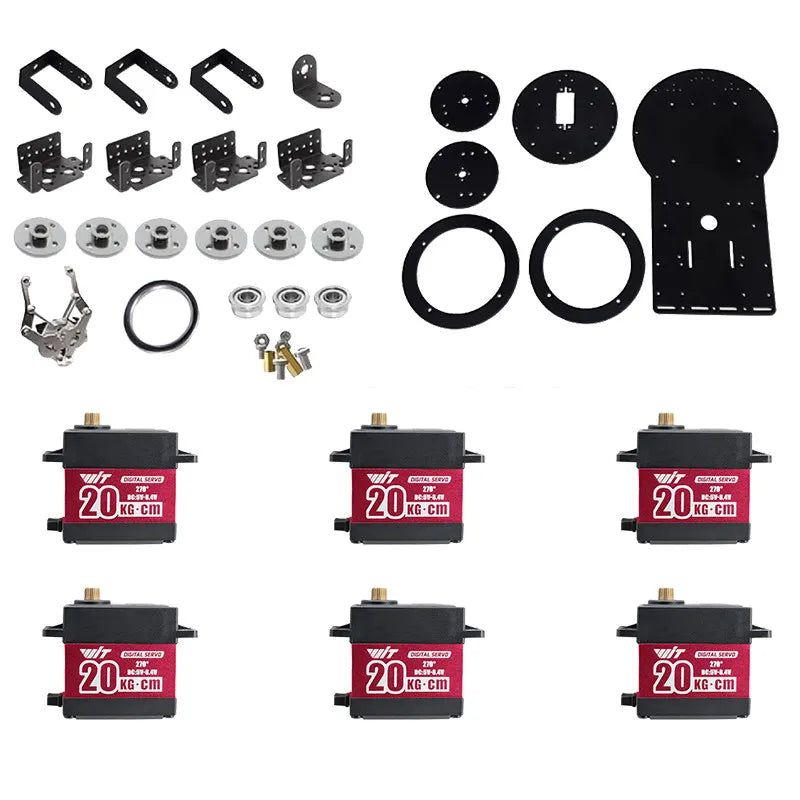 6 DOF Robotic Arm with Gripper Claw, PS2 Control, Metal Alloy, 20kg Servo, Compatible Arduino STM32 DIY Programmable Robot Kit