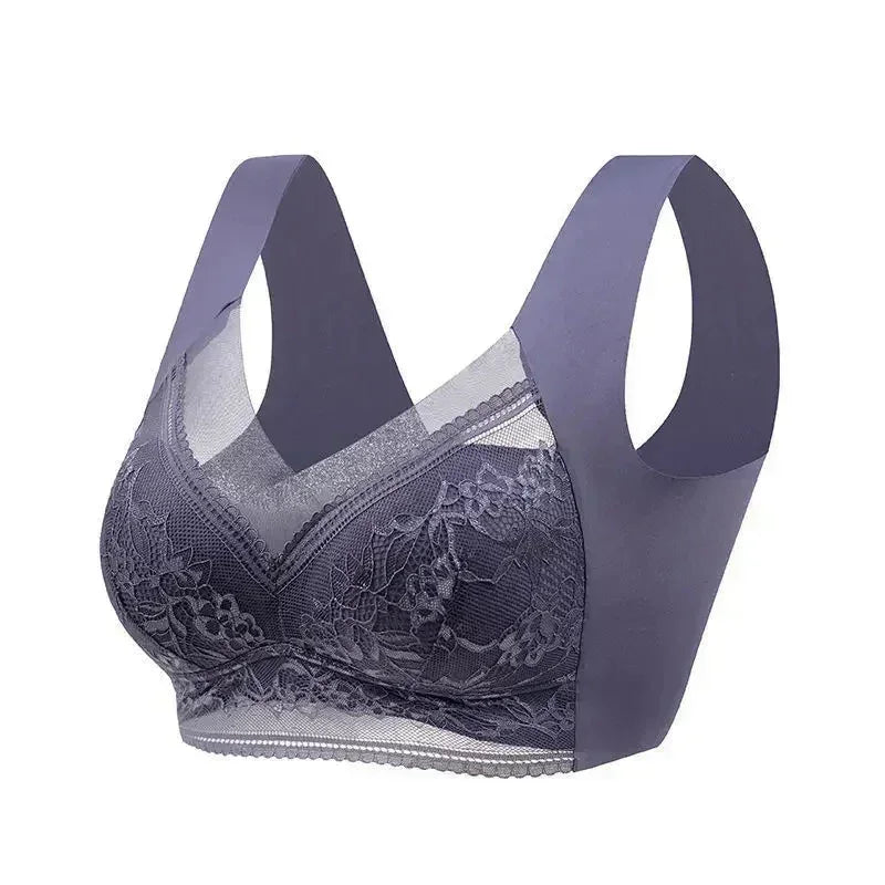 L-6L Mujeres Sujetador Grande Push Up Seda de Hielo Sin Costuras Sujetador Bralette Encaje Sin Aros Sujetadores de Verano Talla Grande Lencería Ropa Interior 15019
