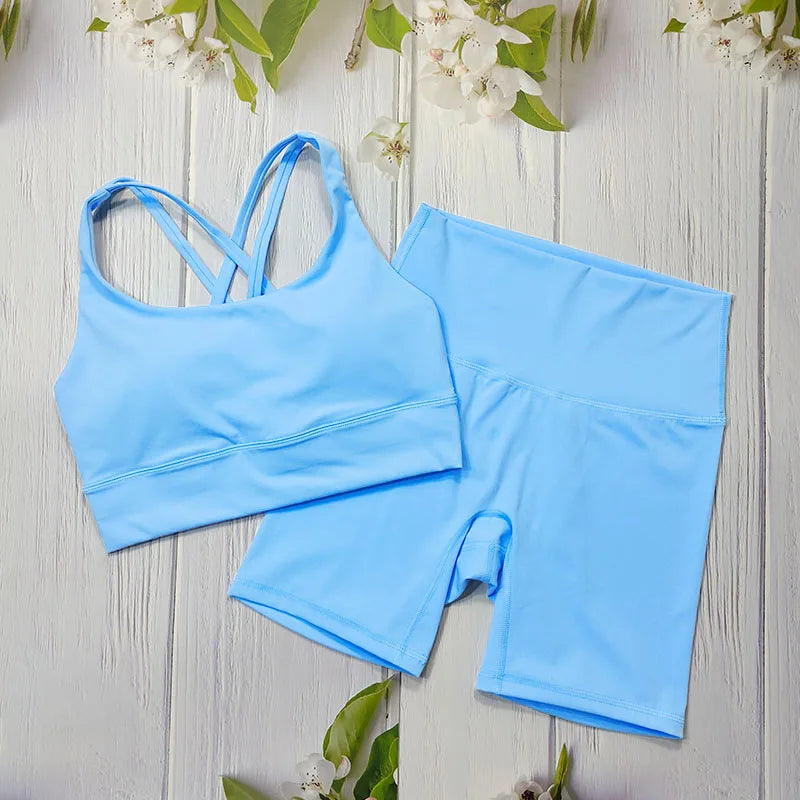 Nude Feel Yoga Sets  Cross Back Bra & Joggers